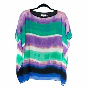 Calvin Klein watercolor stripe flowy blouse